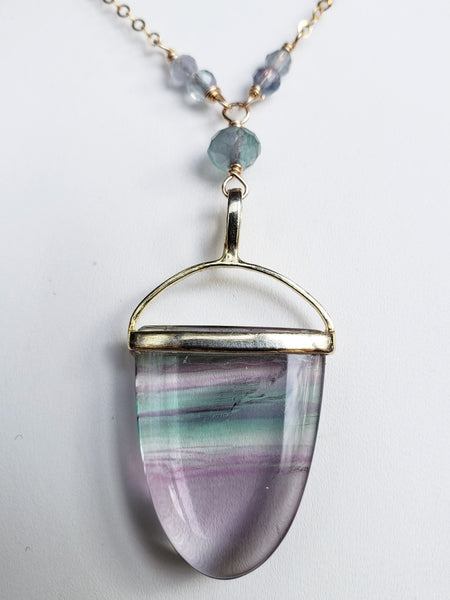 Ingapani / Faceted Rainbow Fluorite shops Sterling Silver Circle Pendant