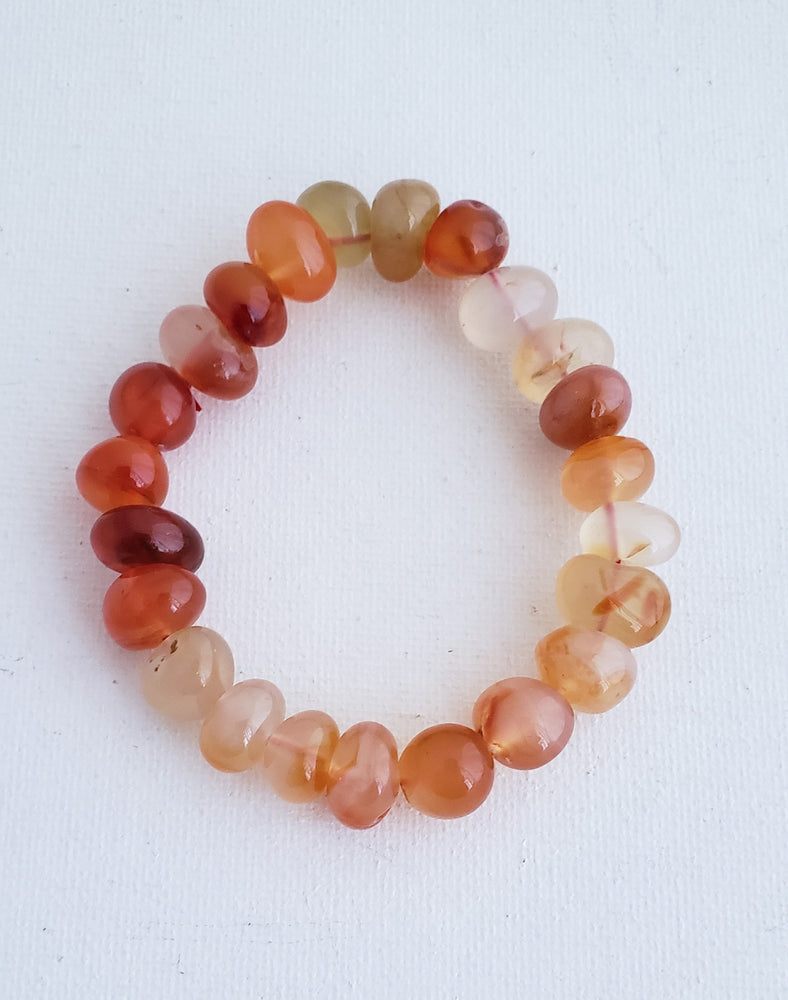 Carnelian Nugget Beaded Bracelet on Elastic Cord Restores Vitality and Motivation.