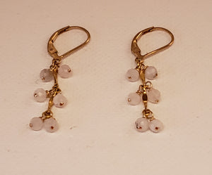 Faceted Moonstone Cluster Drop Earrings on 14kt Gold-Filled Bar Chain - joann-lysiak-gems