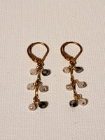 Faceted Tourmalinated Quartz Cluster Dangle Earrings on 14kt Gold-Filled Chain With Lever Back. - joann-lysiak-gems