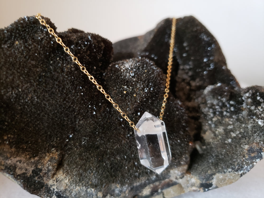 Crystal Quartz Generator Point On A Delicate Gold-Filled Chain Necklace Amplifies Your Energy.