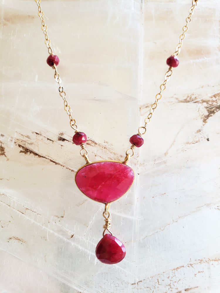 Natural Five Layer Ruby Necklace - Natural Ruby Beads