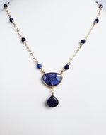 Faceted Lapis Lazuli Pendant Tear Drop Necklace on Gold Filled, Promotes Spiritual Enlightenment.