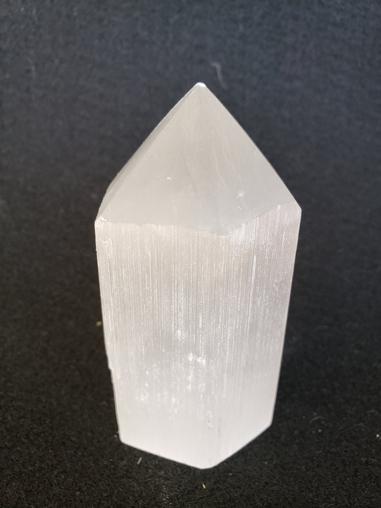 Selenite Generator Gem & Crystal With Six Sided Point.