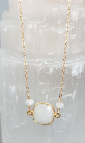 Moonstone Faceted Bezel Set Stone on Gold-Filled Chain Helps You Embrace Your Feminine Power.