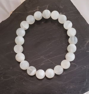 White Moonstone Gemstone Bracelet on Elastic Cord is the Stone for New Beginnings.