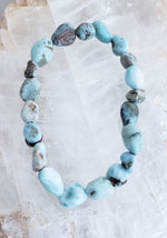 Larimar Nugget Beaded Bracelet on Elastic Cord Brings Calmness, Serenity and Going With the Flow.