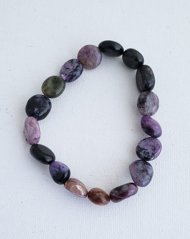 Charoite Beaded Bracelet on Elastic Cord is the Stone of Transformation.