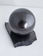 Shungite 80mm Sphere with Shungite Stand protects against EMFs and Radiation.