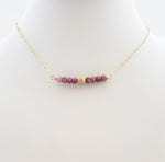 Delicate Bar Necklace Features Faceted Pink Tourmaline Surrounded By a Gold-Filled Sparkle Ball To Form On Gold-Filled Chain Encourages Unconditional Love.