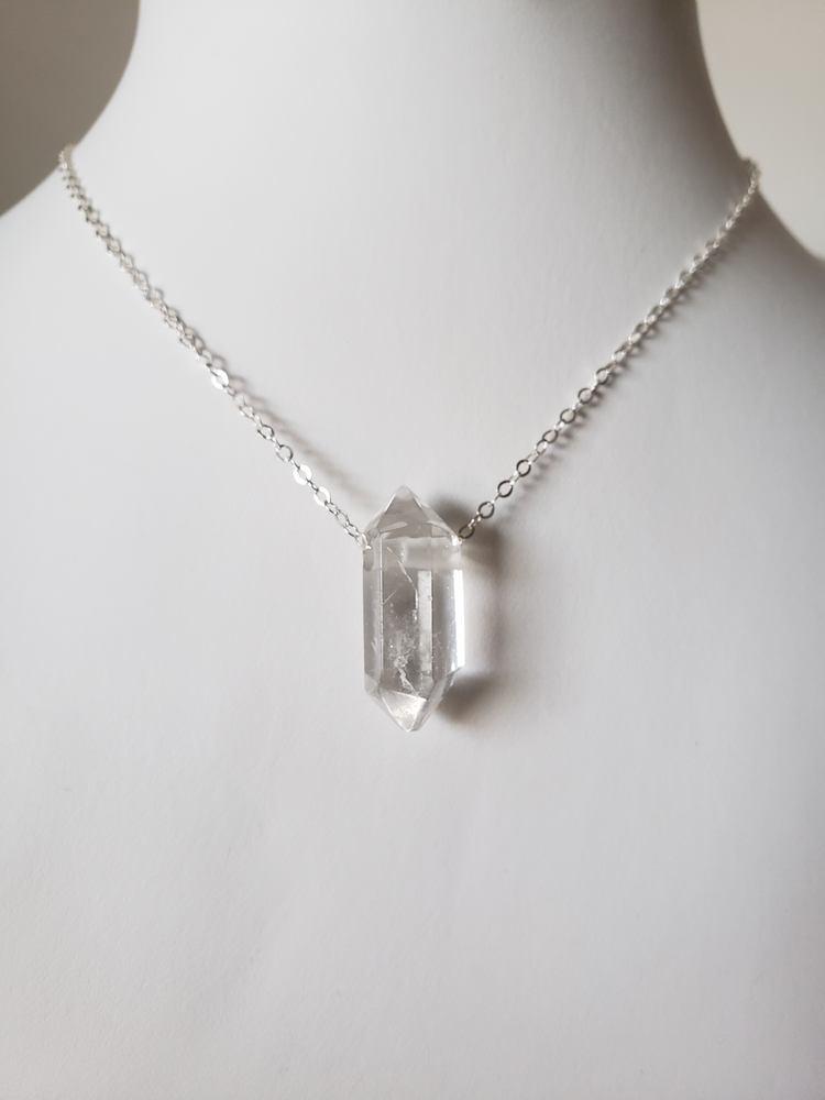 Crystal Quartz Generator Point On A Delicate Sterling Silver Chain Necklace Amplifies Your Energy.